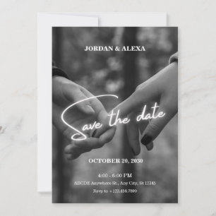 moderne, minimalistische monochrome Händchen Hochz Save The Date