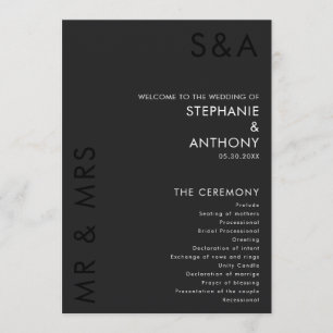 Moderne Minimalistische Monogram Black and White W Programm