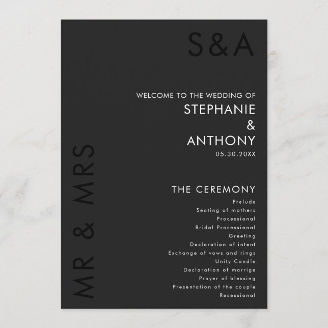 Moderne Minimalistische Monogram Black and White W Programm (Vorderseite)