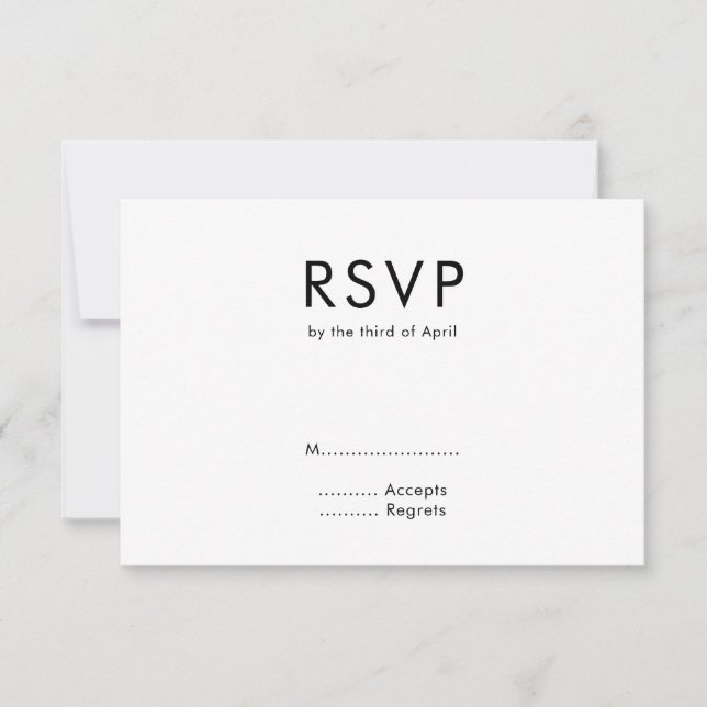 Moderne Minimalistische Monogram Black and White W RSVP Karte (Vorderseite)