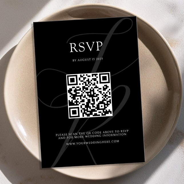 Moderne Minimalistische Monogram Black and White W RSVP Karte (Von Creator hochgeladen)