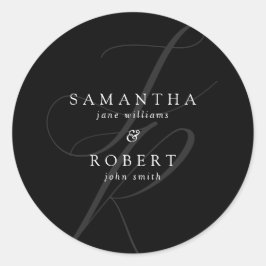 Moderne Minimalistische Monogram Black and White W Runder Aufkleber