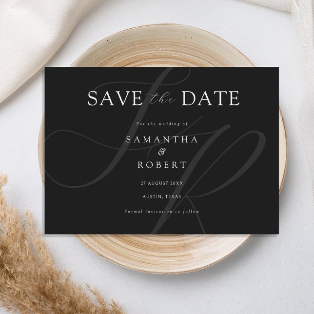 Moderne Minimalistische Monogram Black and White W Save The Date (Von Creator hochgeladen)