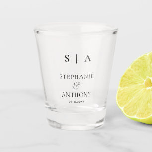 Moderne Minimalistische Monogram Black and White W Schnapsglas