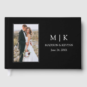Moderne Minimalistische Monogram Couple Foto Weddi Gästebuch