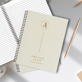 Moderne Minimalistische Monogram Gold und Creme Sp Notizbuch