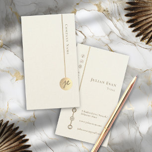 Moderne Minimalistische Monogram Imitate Leinenwei Visitenkarte