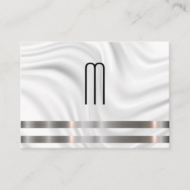 Moderne Minimalistische Monogram Metallic Trim | D Visitenkarte (Vorderseite)