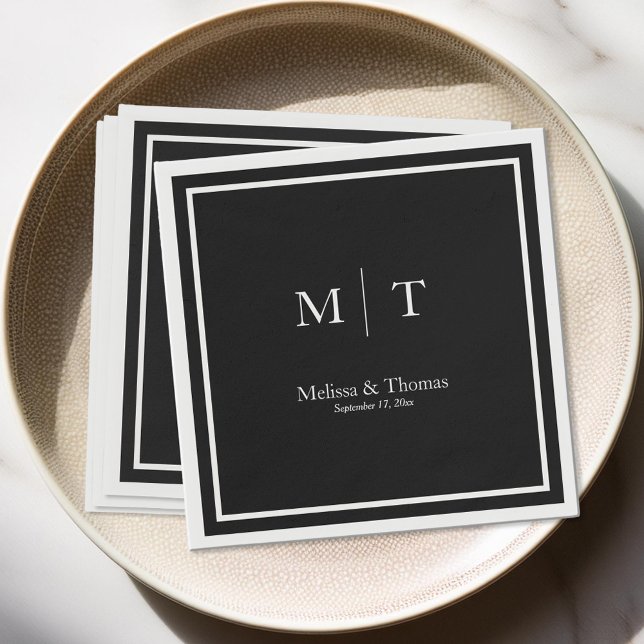 Moderne Minimalistische Monogram Wedding Napkins Serviette (Von Creator hochgeladen)