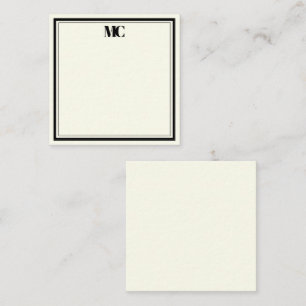 Moderne Minimalistische Monogram-Zwei-Border-Creme Mitteilungskarte