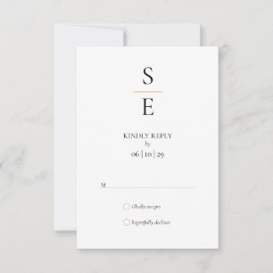Moderne minimalistische Monogramm Anfangsbuchstabe RSVP Karte