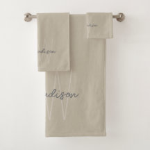 Moderne Minimalistische Monogramm Beige Skriptbeze