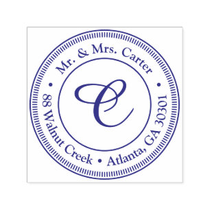 Moderne minimalistische Monogramm-Familienname-Ste Permastempel