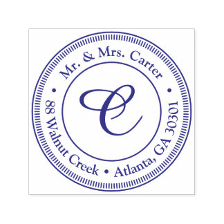 Moderne minimalistische Monogramm-Familienname-Ste Permastempel