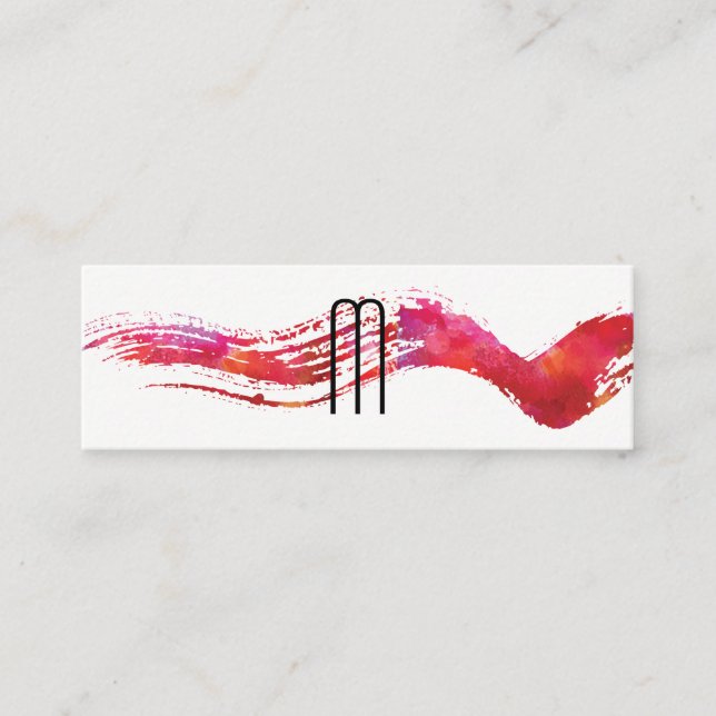 Moderne Minimalistische Monogramm-Farbpinsel Mini Visitenkarte (Vorderseite)