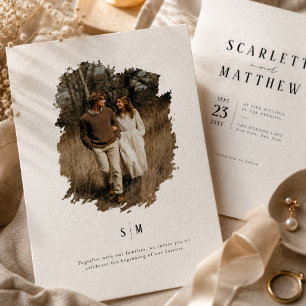 Moderne Minimalistische Monogramm-Foto-Hochzeit Einladung