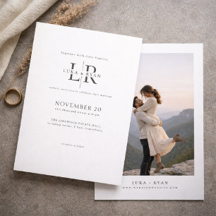 Moderne Minimalistische Monogramm-Foto-Hochzeit Einladung