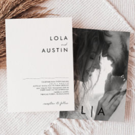 Moderne Minimalistische Monogramm-Foto-Hochzeit Einladung