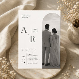 Moderne minimalistische Monogramm-Foto-Hochzeitsei Einladung