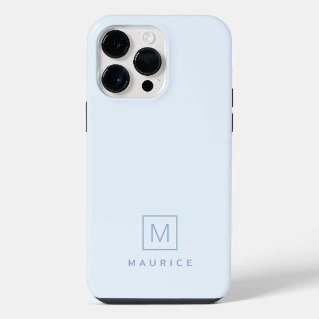 Moderne, minimalistische Monogramm hellblau iPhone Hülle (Rückseite)