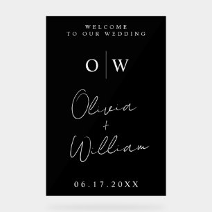 Moderne Minimalistische Monogramm-Hochzeit Acrylschild