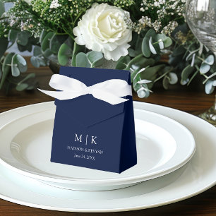 Moderne minimalistische Monogramm-Hochzeit Blau Geschenkschachtel