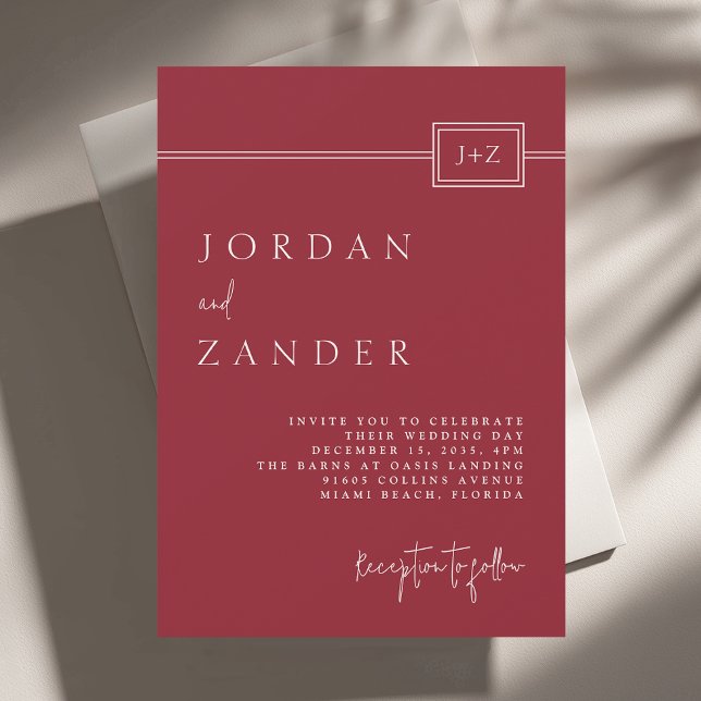 Moderne Minimalistische Monogramm-Hochzeit Einladung (Von Creator hochgeladen)