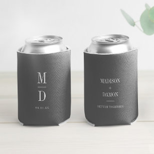 Moderne Minimalistische Monogramm-Hochzeit Elegant Dosenkühler