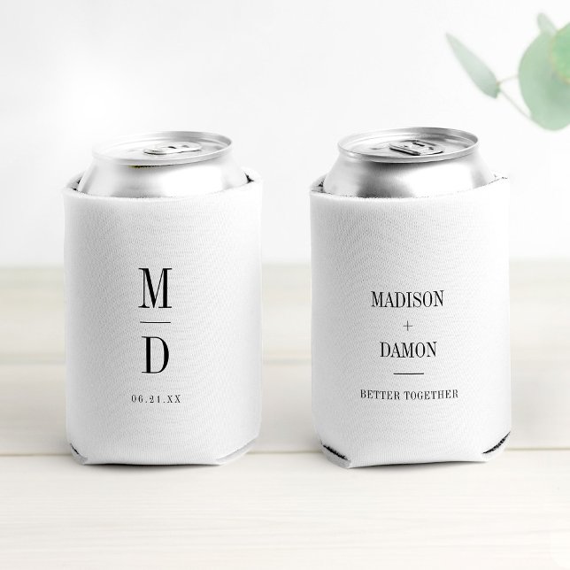 Moderne Minimalistische Monogramm-Hochzeit Elegant Dosenkühler (Whether you're celebrating a wedding or engagement, this the perfect accessory! Cheers!)