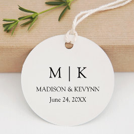 Moderne Minimalistische Monogramm-Hochzeit Geschenkanhänger