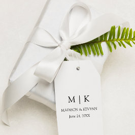Moderne Minimalistische Monogramm-Hochzeit Geschenkanhänger