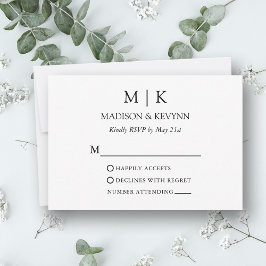 Moderne Minimalistische Monogramm-Hochzeit RSVP Karte