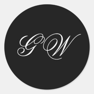 Moderne Minimalistische Monogramm-Hochzeit Runder Aufkleber