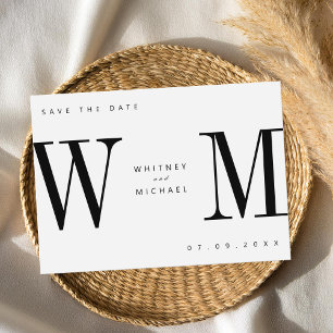 Moderne Minimalistische Monogramm-Hochzeit Save The Date
