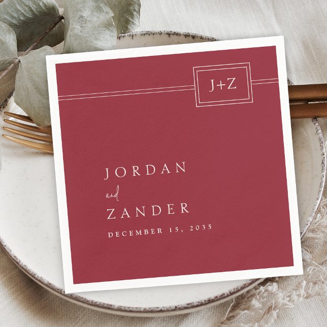 Moderne Minimalistische Monogramm-Hochzeit Serviette (Von Creator hochgeladen)