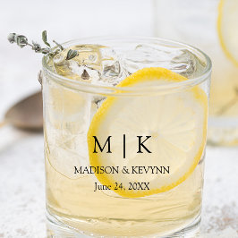Moderne Minimalistische Monogramm-Hochzeit Whiskyglas