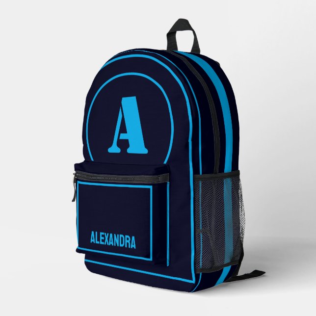 Moderne Minimalistische Monogramm-Initial, Geburts Bedruckter Rucksack (Rückseitige Ecke Rechts)