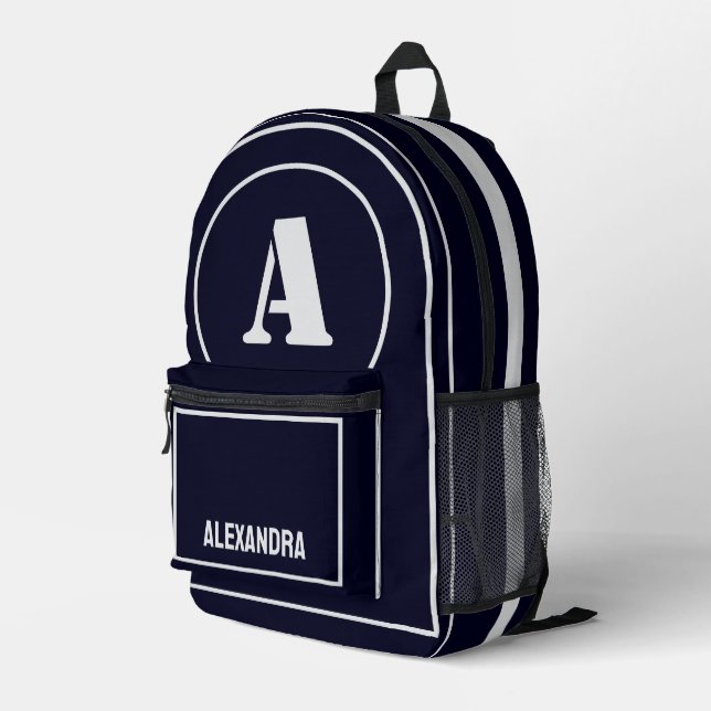 Moderne Minimalistische Monogramm-Initial, Geburts Bedruckter Rucksack (Rückseitige Ecke Rechts)