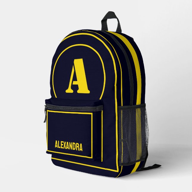 Moderne Minimalistische Monogramm-Initial, Geburts Bedruckter Rucksack (Rückseitige Ecke Rechts)