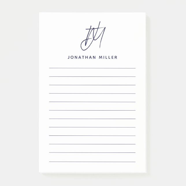 Moderne Minimalistische Monogramm-Linse Post-it Klebezettel (Vorderseite)