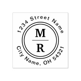 Moderne Minimalistische Monogramm-Rücksendeadresse Gummistempel