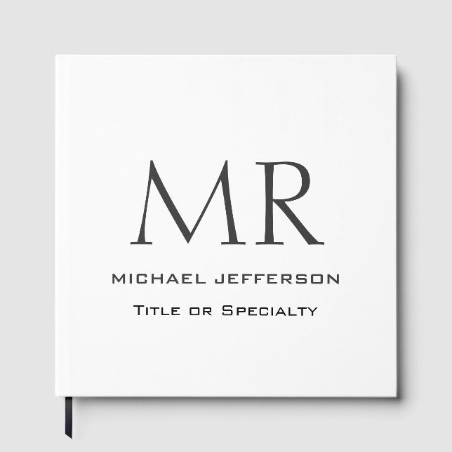 Moderne Minimalistische Monogramm-Schrift Gästebuch (Vorderseite)