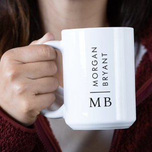 Moderne Minimalistische Monogramm Schwarz/Weiß Zweifarbige Tasse