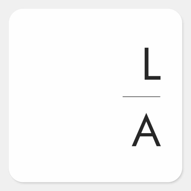 Moderne Minimalistische Monogramm-Umschlag Aufkleb Quadratischer Aufkleber (Vorderseite)