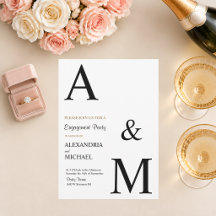 Moderne minimalistische Monogramm-Verlobungsparty