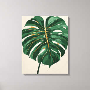 Moderne minimalistische Monstera-Blatt-Botanik-Wan Leinwanddruck