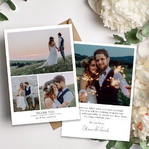 Moderne Minimalistische Multi-Foto-Hochzeit Dankeskarte