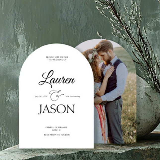 Moderne Minimalistische Namen Kalligrafie Schwarze Einladung (Von Creator hochgeladen)