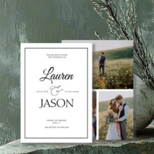 Moderne Minimalistische Namen Kalligraphie Black 3 Einladung