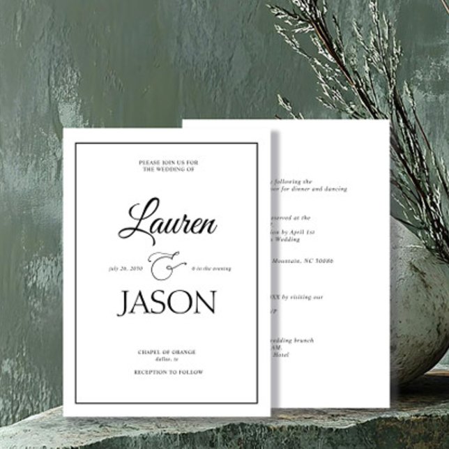 Moderne Minimalistische Namen Kalligraphie Black Einladung (Von Creator hochgeladen)